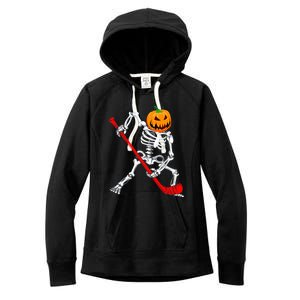 Hockey Player Skeleton Halloween Pumkin Costume For Boy Women's Fleece Hoodie