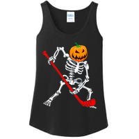 Hockey Player Skeleton Halloween Pumkin Costume For Boy Ladies Essential Tank