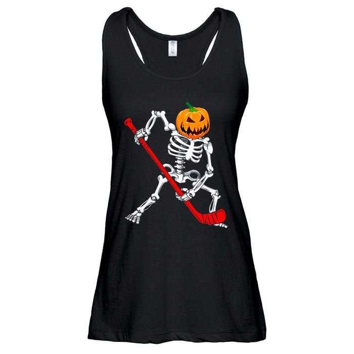 Hockey Player Skeleton Halloween Pumkin Costume For Boy Ladies Essential Flowy Tank