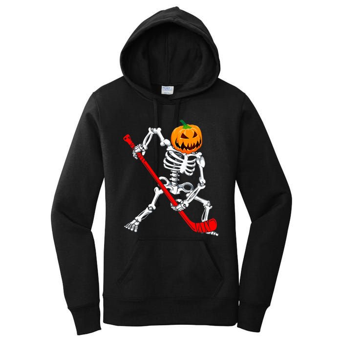 Hockey Player Skeleton Halloween Pumkin Costume For Boy Women's Pullover Hoodie