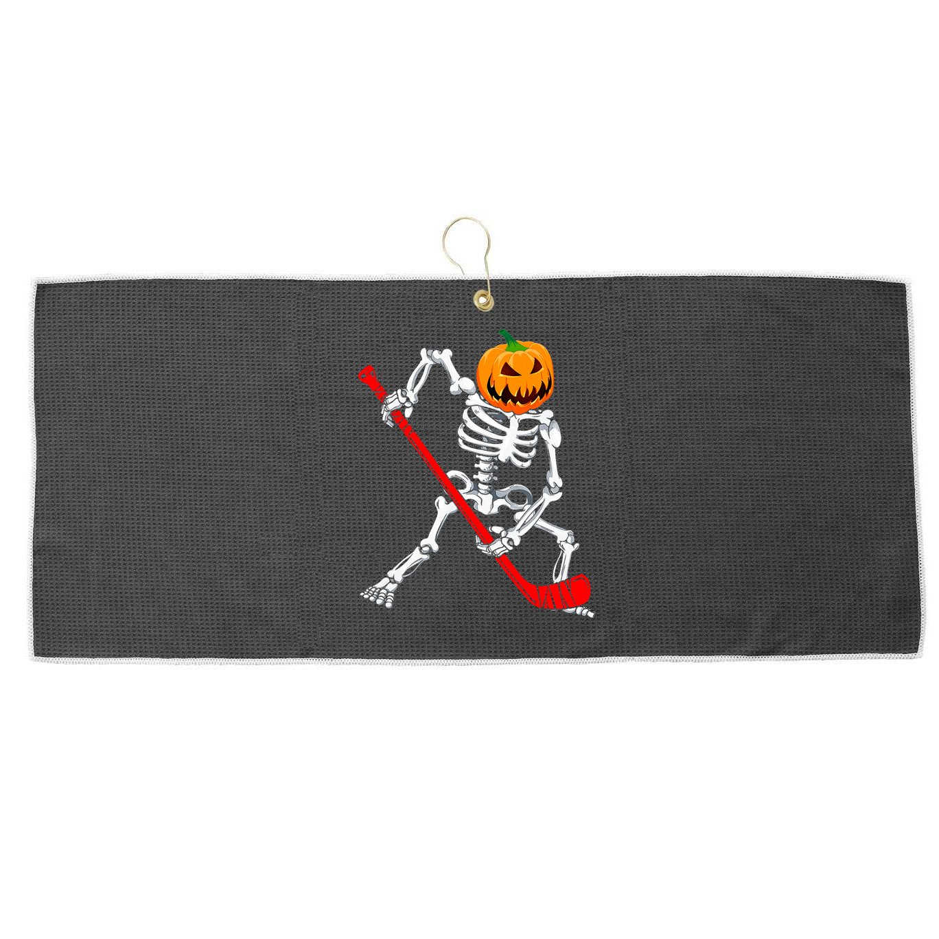 Hockey Player Skeleton Halloween Pumkin Costume For Boy Large Microfiber Waffle Golf Towel