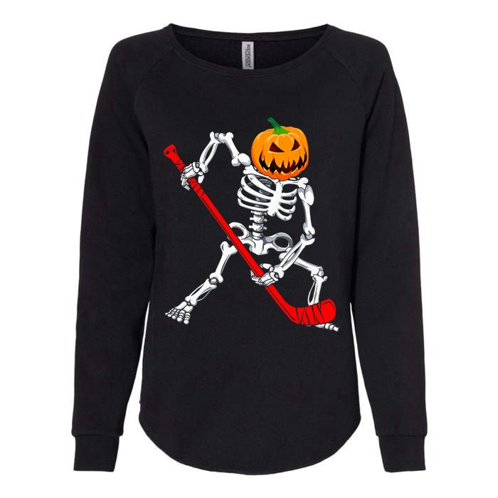 Hockey Player Skeleton Halloween Pumkin Costume For Boy Womens California Wash Sweatshirt