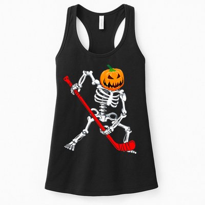 Hockey Player Skeleton Halloween Pumkin Costume For Boy Womens Tank Top