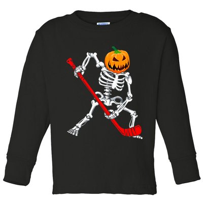 Hockey Player Skeleton Halloween Pumkin Costume For Boy Toddler Long Sleeve Shirt