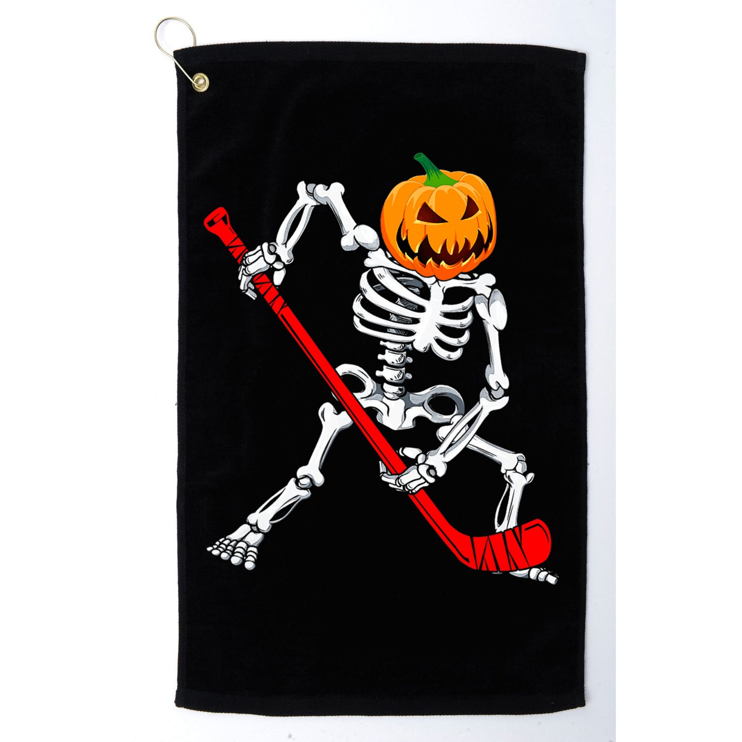 Hockey Player Skeleton Halloween Pumkin Costume For Boy Golf Towel