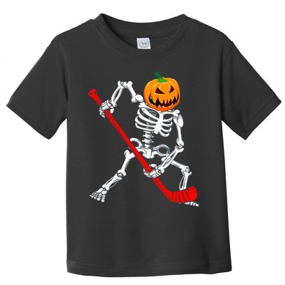 Hockey Player Skeleton Halloween Pumkin Costume For Boy Toddler T-Shirt