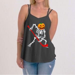 Hockey Player Skeleton Halloween Pumkin Costume For Boy Women's Strappy Tank