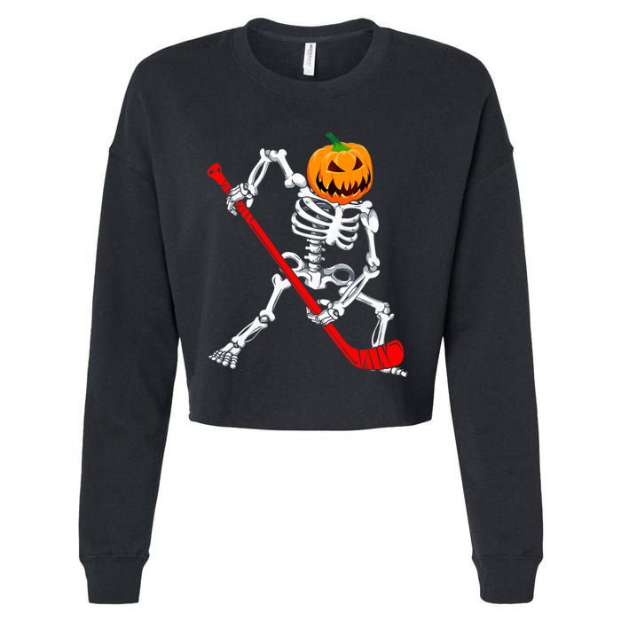 Hockey Player Skeleton Halloween Pumkin Costume For Boy Cropped Pullover Crew