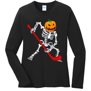 Hockey Player Skeleton Halloween Pumkin Costume For Boy Ladies Long Sleeve Shirt