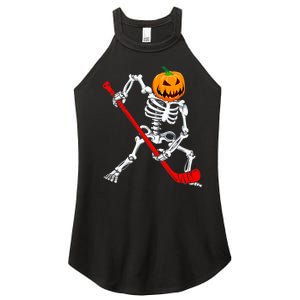 Hockey Player Skeleton Halloween Pumkin Costume For Boy Women's Perfect Tri Rocker Tank