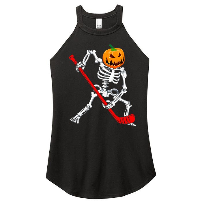 Hockey Player Skeleton Halloween Pumkin Costume For Boy Women's Perfect Tri Rocker Tank