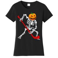 Hockey Player Skeleton Halloween Pumkin Costume For Boy Women's T-Shirt