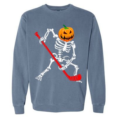 Hockey Player Skeleton Halloween Pumkin Costume For Boy Garment-Dyed Sweatshirt