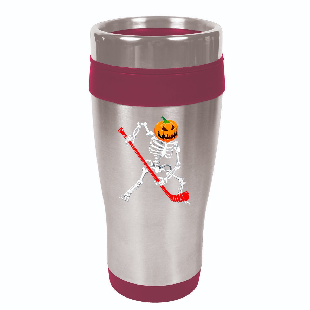 Hockey Player Skeleton Halloween Pumkin Costume For Boy 16oz Travel Tumbler