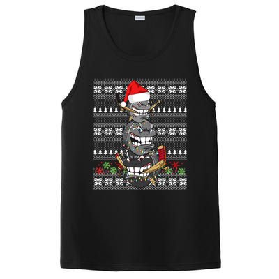 Hockey Puck Snow Family Group Ugly Christmas Hockey Gift PosiCharge Competitor Tank