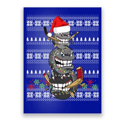 Hockey Puck Snow Family Group Ugly Christmas Hockey Gift Poster