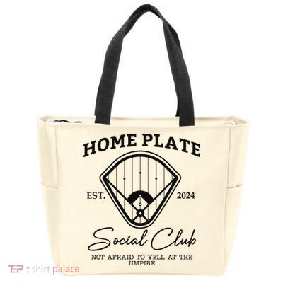 Home Plate Social Club Baseball Mom Zip Tote Bag