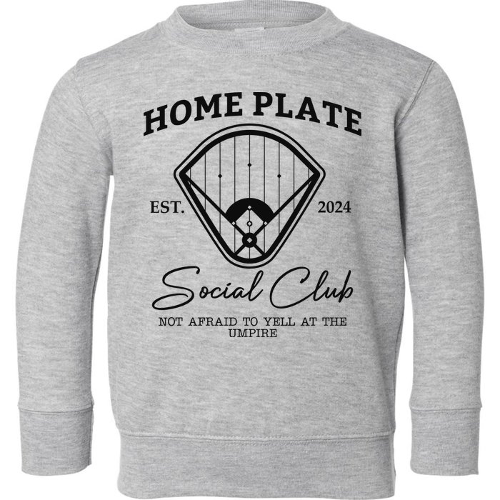 Home Plate Social Club Baseball Mom Toddler Sweatshirt