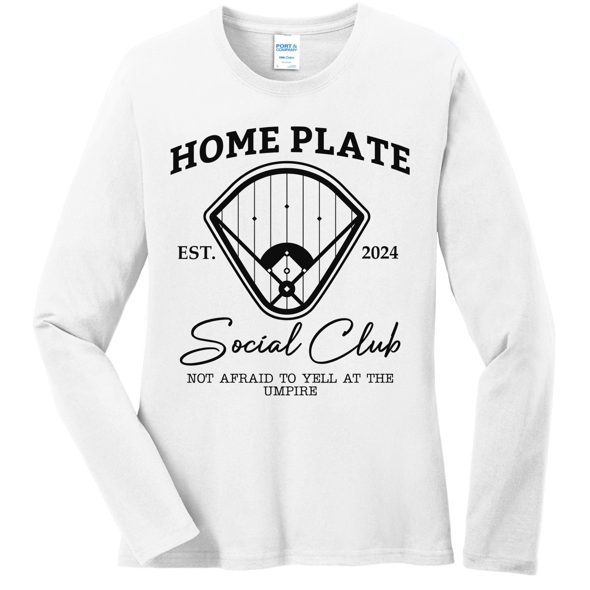 Home Plate Social Club Baseball Mom Ladies Long Sleeve Shirt