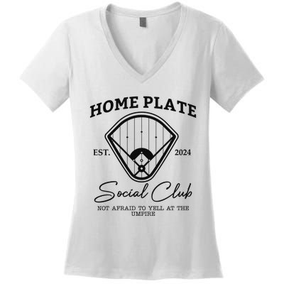 Home Plate Social Club Baseball Mom Women's V-Neck T-Shirt