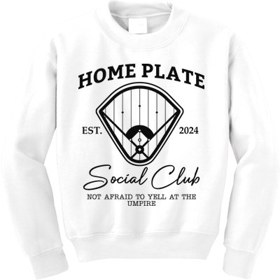 Home Plate Social Club Baseball Mom Kids Sweatshirt