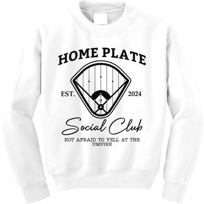 Home Plate Social Club Baseball Mom Kids Sweatshirt