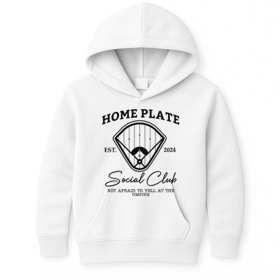 Home Plate Social Club Baseball Mom Kids Hoodie