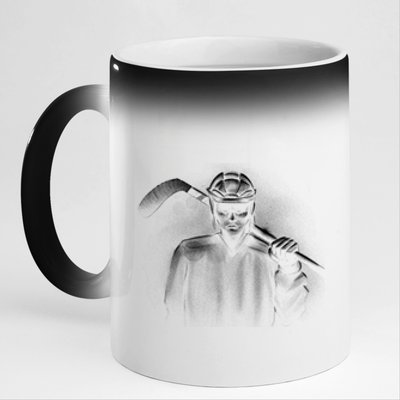 Hockey Player Sketch 11oz Black Color Changing Mug