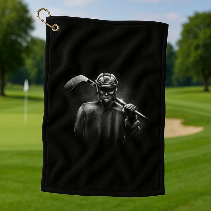 Hockey Player Sketch Golf Towel