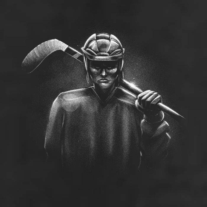 Hockey Player Sketch Golf Towel