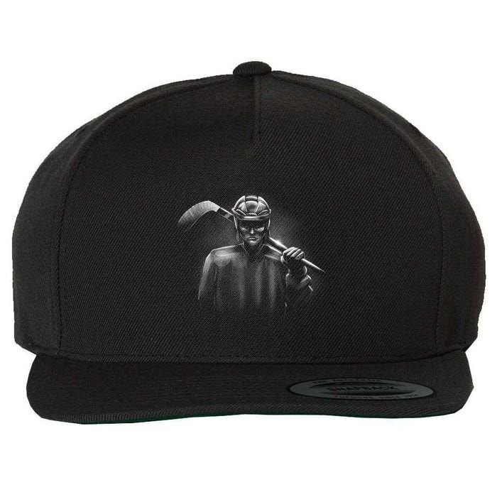 Hockey Player Sketch Wool Snapback Cap