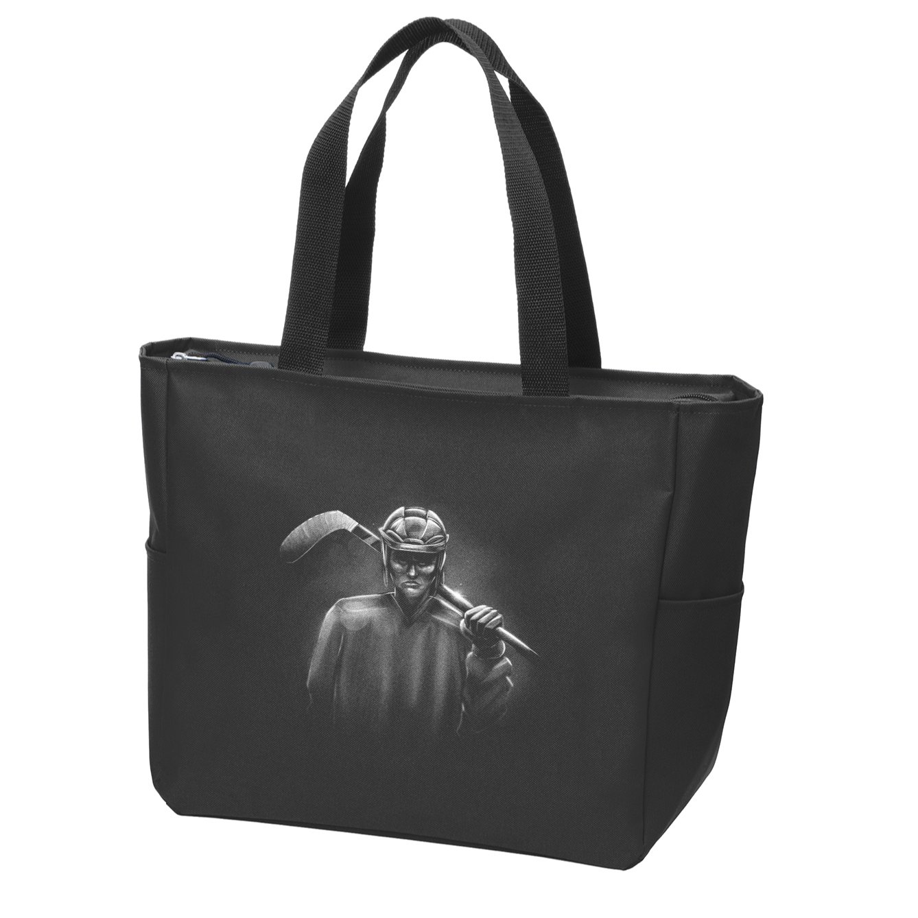 Hockey Player Sketch Zip Tote Bag