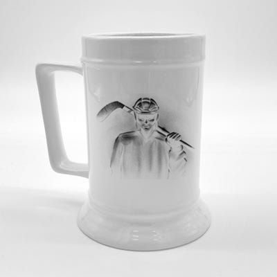 Hockey Player Sketch Beer Stein