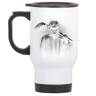 Hockey Player Sketch Stainless Steel Travel Mug