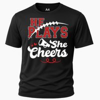 He Plays She Cheers Football Cooling Performance Crew T-Shirt