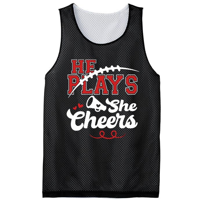 He Plays She Cheers Football Mesh Reversible Basketball Jersey Tank