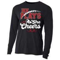 He Plays She Cheers Football Cooling Performance Long Sleeve Crew