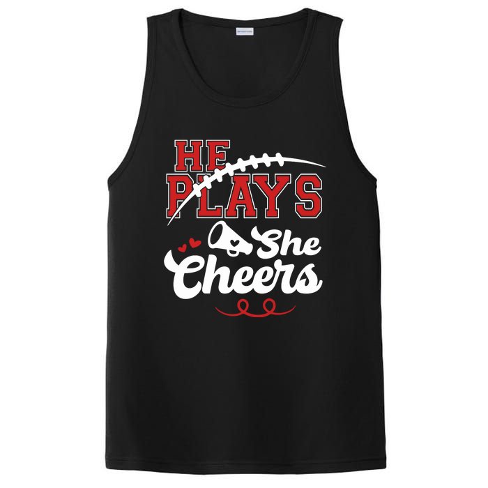 He Plays She Cheers Football PosiCharge Competitor Tank