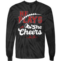 He Plays She Cheers Football Tie-Dye Long Sleeve Shirt