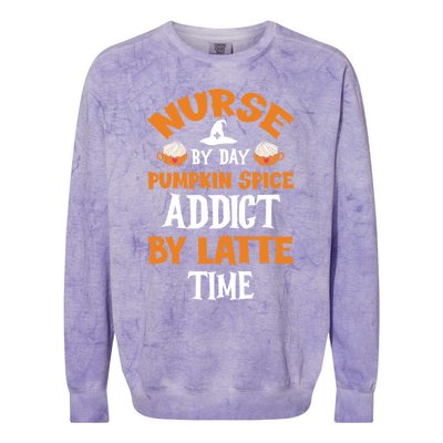 Halloween Pumpkin Spice Latte Nurse Coffee Lover Gift Colorblast Crewneck Sweatshirt