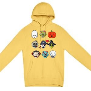 Halloween Pirate Skeleton Zombie Mummy Funny Faces Premium Pullover Hoodie