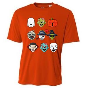 Halloween Pirate Skeleton Zombie Mummy Funny Faces Cooling Performance Crew T-Shirt