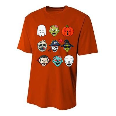 Halloween Pirate Skeleton Zombie Mummy Funny Faces Performance Sprint T-Shirt