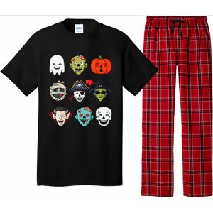 Halloween Pirate Skeleton Zombie Mummy Funny Faces Pajama Set