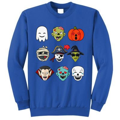 Halloween Pirate Skeleton Zombie Mummy Funny Faces Sweatshirt