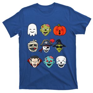 Halloween Pirate Skeleton Zombie Mummy Funny Faces T-Shirt