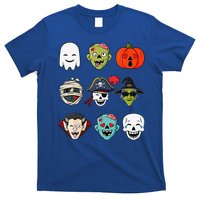 Halloween Pirate Skeleton Zombie Mummy Funny Faces T-Shirt