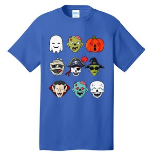 Halloween Pirate Skeleton Zombie Mummy Funny Faces Tall T-Shirt