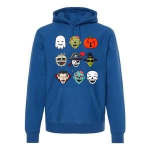 Halloween Pirate Skeleton Zombie Mummy Funny Faces Premium Hoodie