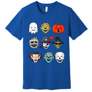 Halloween Pirate Skeleton Zombie Mummy Funny Faces Premium T-Shirt